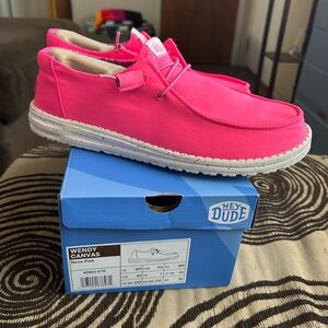 Hey Dude Wendy Canvas Neon Pink Shoes